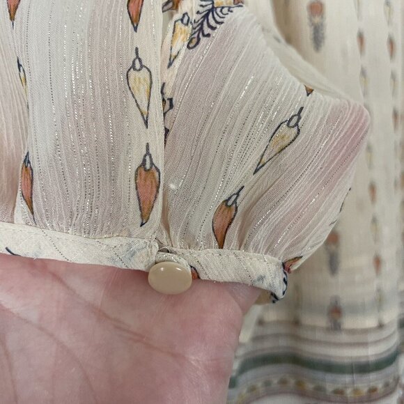 Lauren Conrad Printed Chiffon Peasant Top Zina Geo Sunkiss Size Medium - Picture 12 of 12